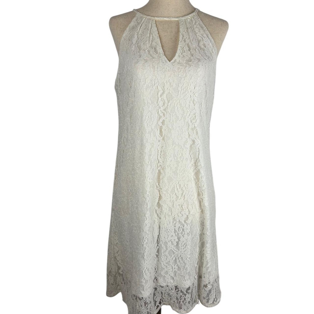 Candies White lace halter neck sleeveless dress size Small #laced #casual #dress